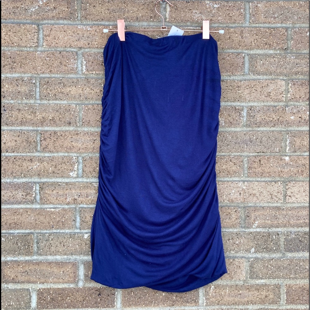Blue Ruched pencil Midi Skirt, Juniors L